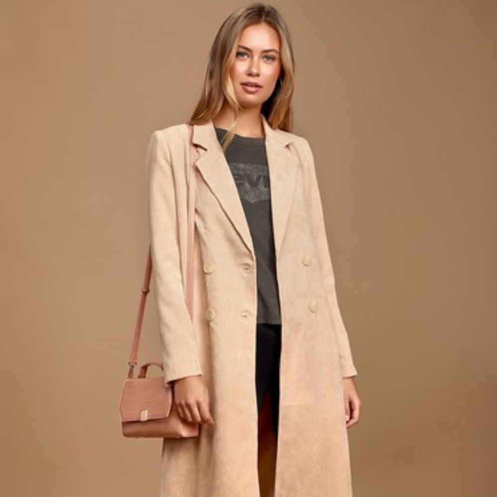 Lulus - Chic Beige Corduroy Trench Coat !